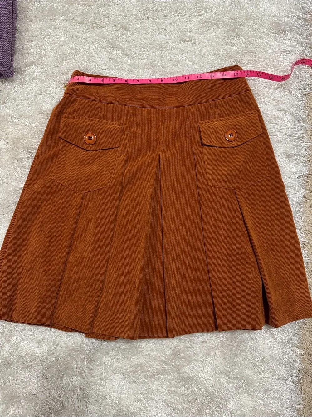 Chelsea & Theodore Corduroy A-Line Skirt in Rust
